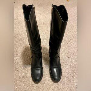 Steve Madden SADY Black Knee-High Leather Boots Size 8M